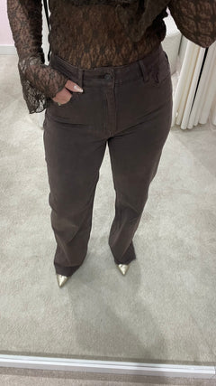 RHINESTONE TALL WIDE JEANS BROWN