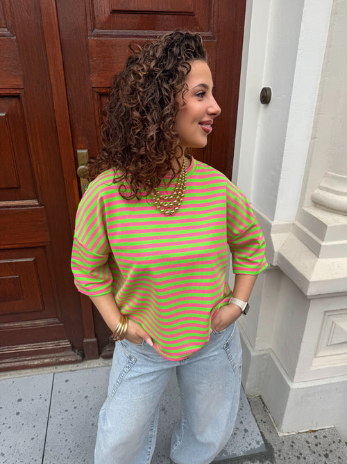 HAPPY STRIPED TEE GREEN