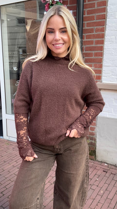 AMOUR LACE TOP BROWN