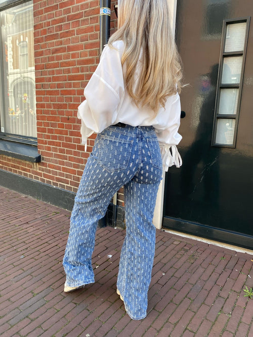DESTROYED WIDE LEG JEANS