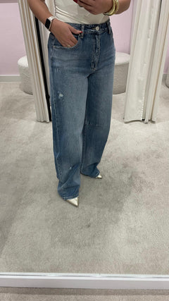 BARREL DESTROYED JEANS BLUE