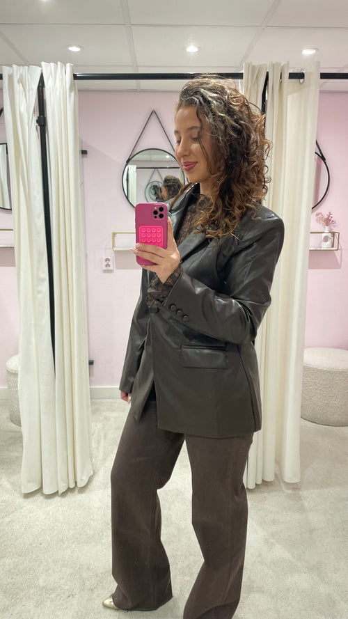 NINA PU BLAZER BROWN
