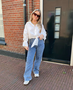 DESTROYED WIDE LEG JEANS