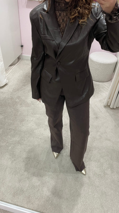 NINA PU BLAZER BROWN