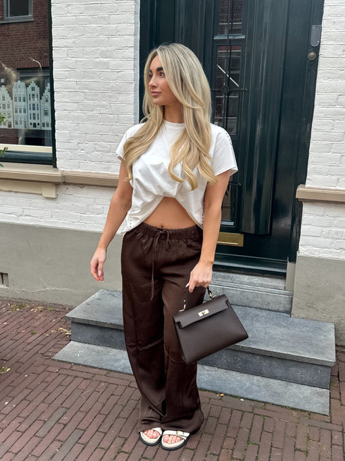 MONACO SATIN PANT BROWN
