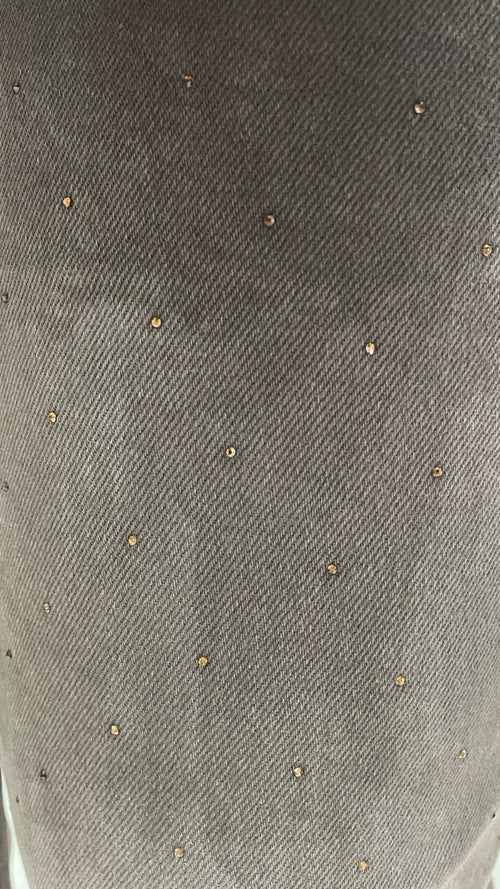 RHINESTONE TALL WIDE JEANS BROWN