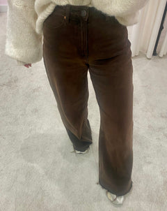 WIDE LEG JEANS BROWN