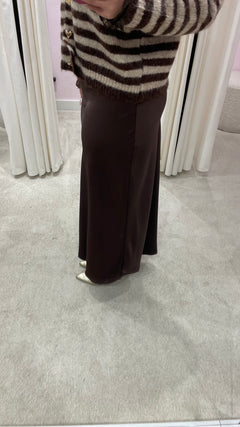 SATIN SKIRT BROWN