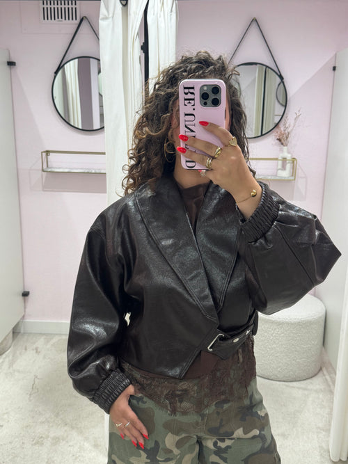 ROMEE PU JACKET BROWN