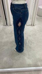 CUT OUT JEANS DARK BLUE