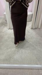 SATIN SKIRT BROWN