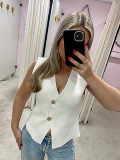 GOLD BUTTON TOP CRÈME