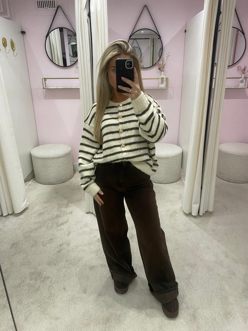 MIMI STRIPED VEST BEIGE/BROWN