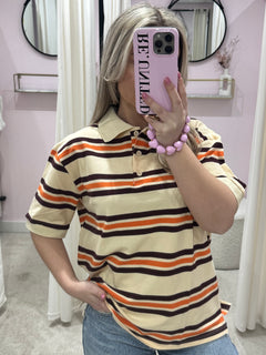 AVA STRIPED POLO BEIGE