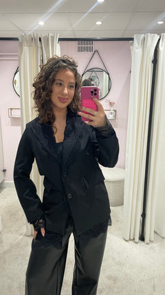 LACE BLAZER DRESS BLACK