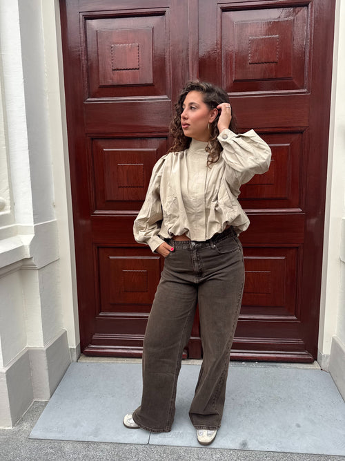 NORA WIDE LEG JEANS BROWN