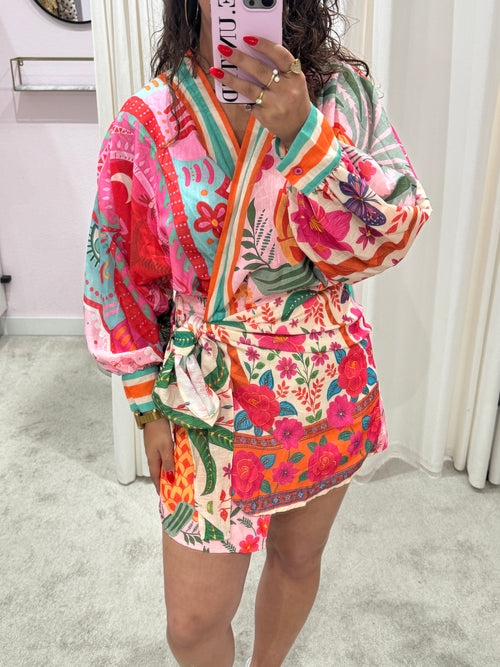 PARADISE DRESS TURQUOISE/PINK