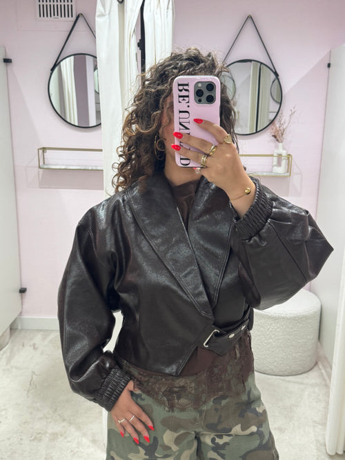 ROMEE PU JACKET BROWN