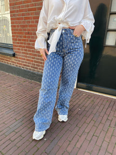 DESTROYED WIDE LEG JEANS