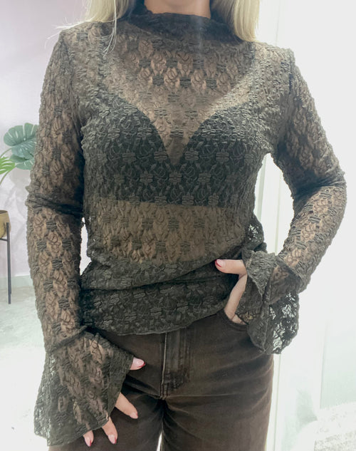 LACE TOP BROWN