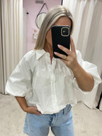 PUFFED SLEEVE BLOUSE WHITE