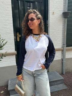 MONICA LONGSLEEVE WHITE/BLUE