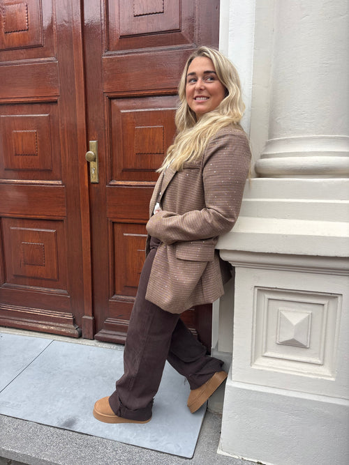 CHECKERED DIAMOND BLAZER BROWN