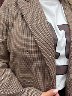 CHECKERED DIAMOND BLAZER BROWN