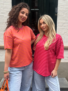 HAPPY STRIPED TEE RED/PINK