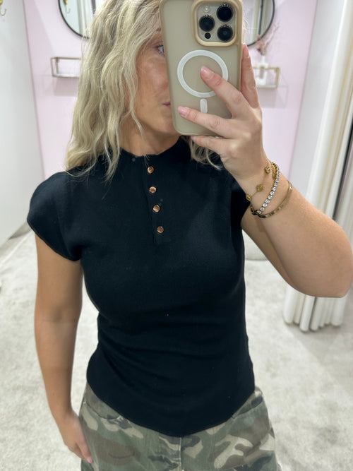 BUTTON SCULP TOP BLACK