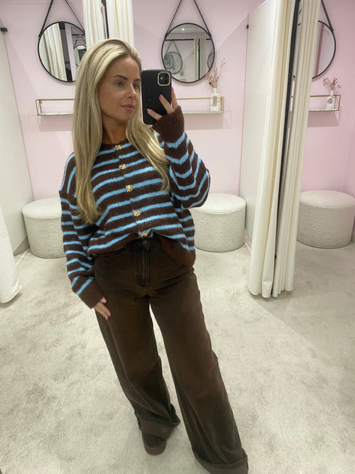 MIMI STRIPED VEST BLUE/BROWN