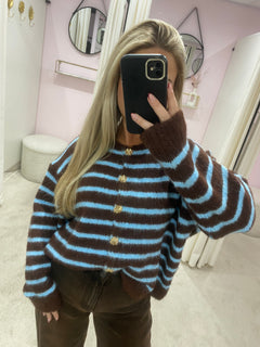 MIMI STRIPED VEST BLUE/BROWN