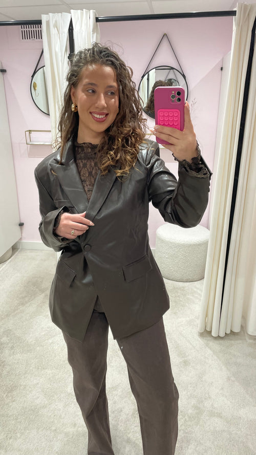 NINA PU BLAZER BROWN