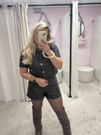 MELODY PU BLOUSE BROWN