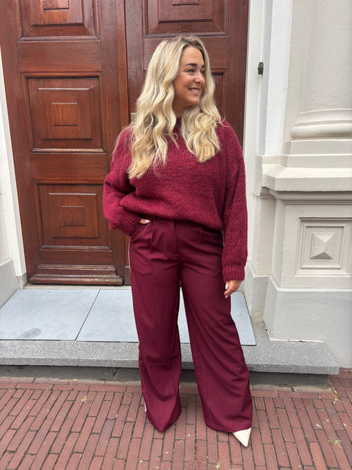 STRIPED PANTALON BORDEAUX