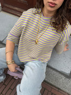 HAPPY STRIPED TEE LILA