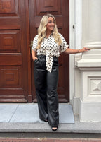 PU WIDE LEG PANT BLACK