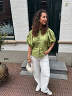 BALLOON SLEEVE BLOUSE GREEN