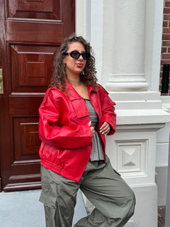 PU BOMBER JACK RED