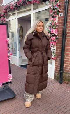 PUFFED LONG WINTER COAT BROWN