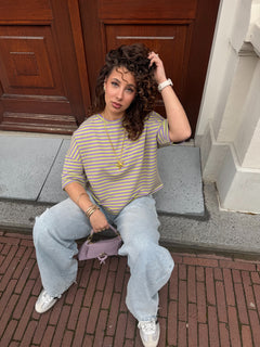 HAPPY STRIPED TEE LILA