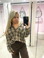 CHECKERED BLOUSE BROWN