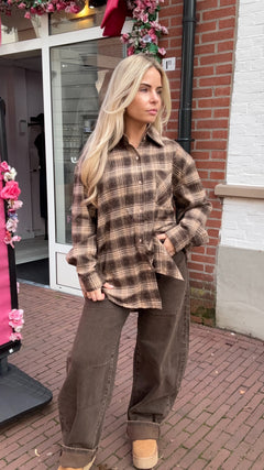 DIAMOND FLANEL BLOUSE BROWN