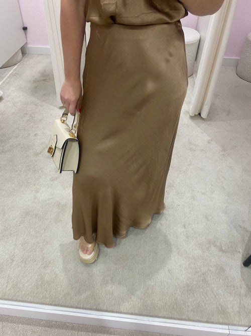 SATIN SKIRT BRONZE