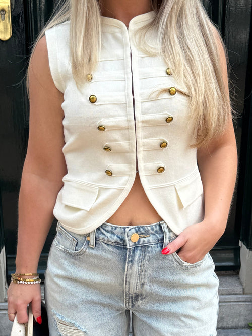 MILITARY SLEEVELESS TOP RED