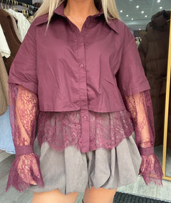 LACE DETAIL BLOUSE BORDEAUX