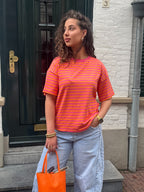 HAPPY STRIPED TEE ORANGE/PINK