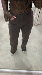 RHINESTONE TALL WIDE JEANS BROWN