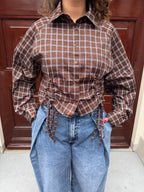 LILLY BLOUSE CHECKERED BROWN