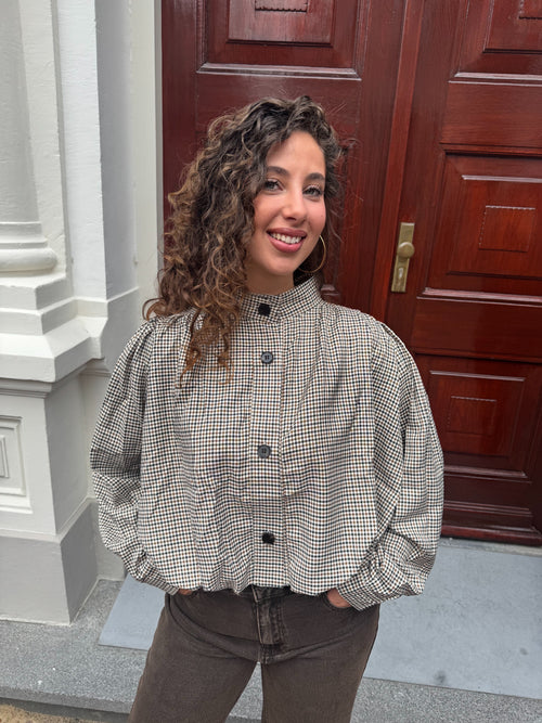 PUFFY BALLOON BLOUSE CHECKERED